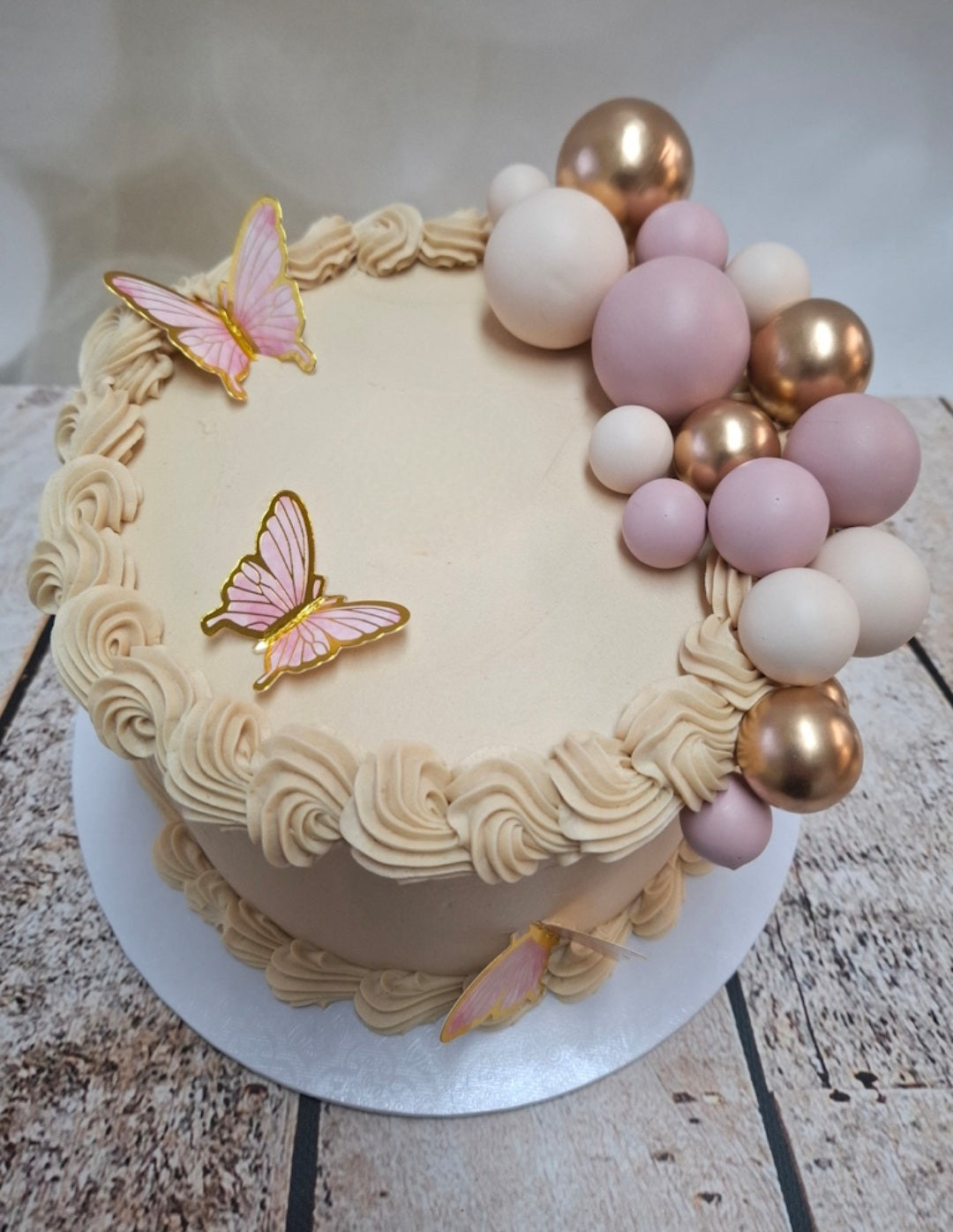 Buttercream, Bubbles, & Butterfly Cake