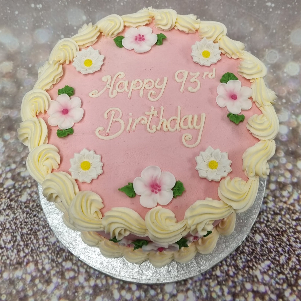 Buttercream, Swirls, and Iced Flowers Cake