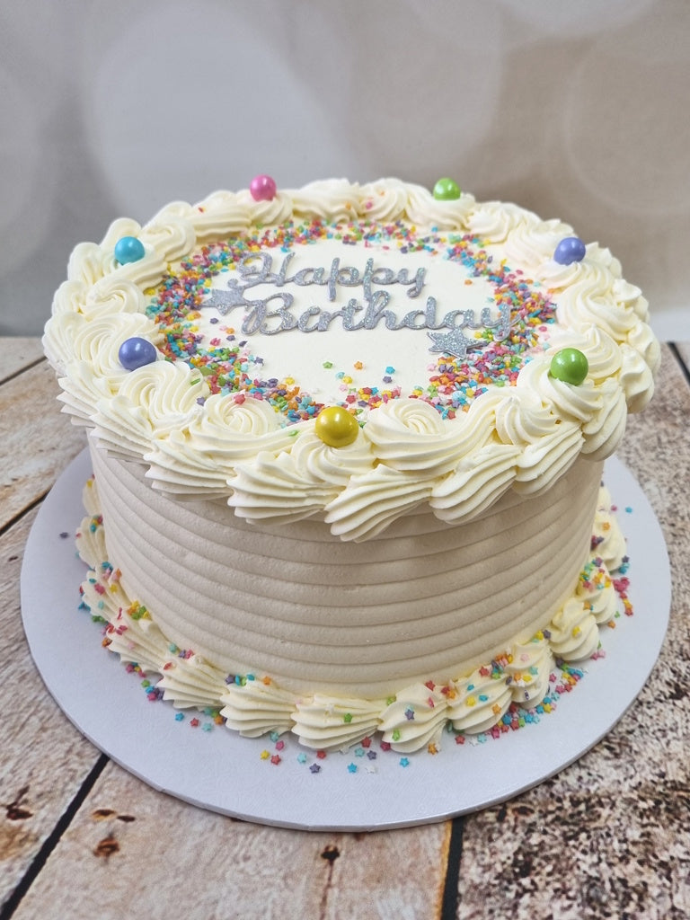 Buttercream, Swirls, and Sprinkles Cake