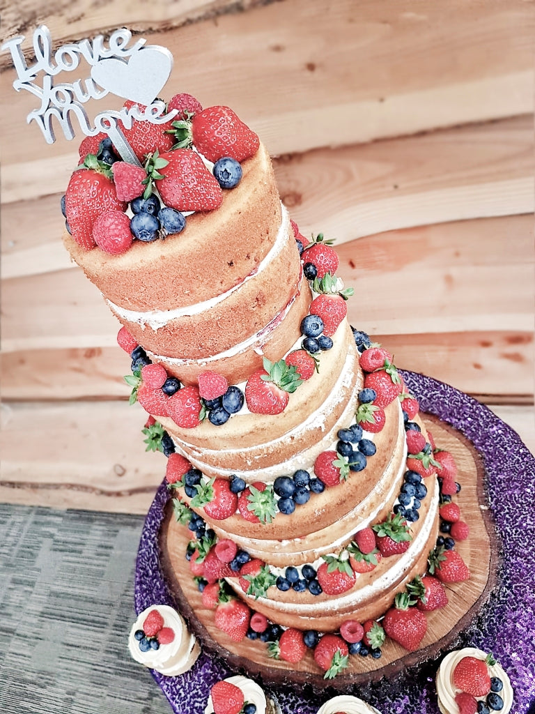 Naked Wedding Cake with Fresh Summer Fruits